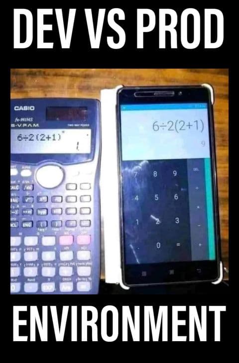 development environment VS production environment